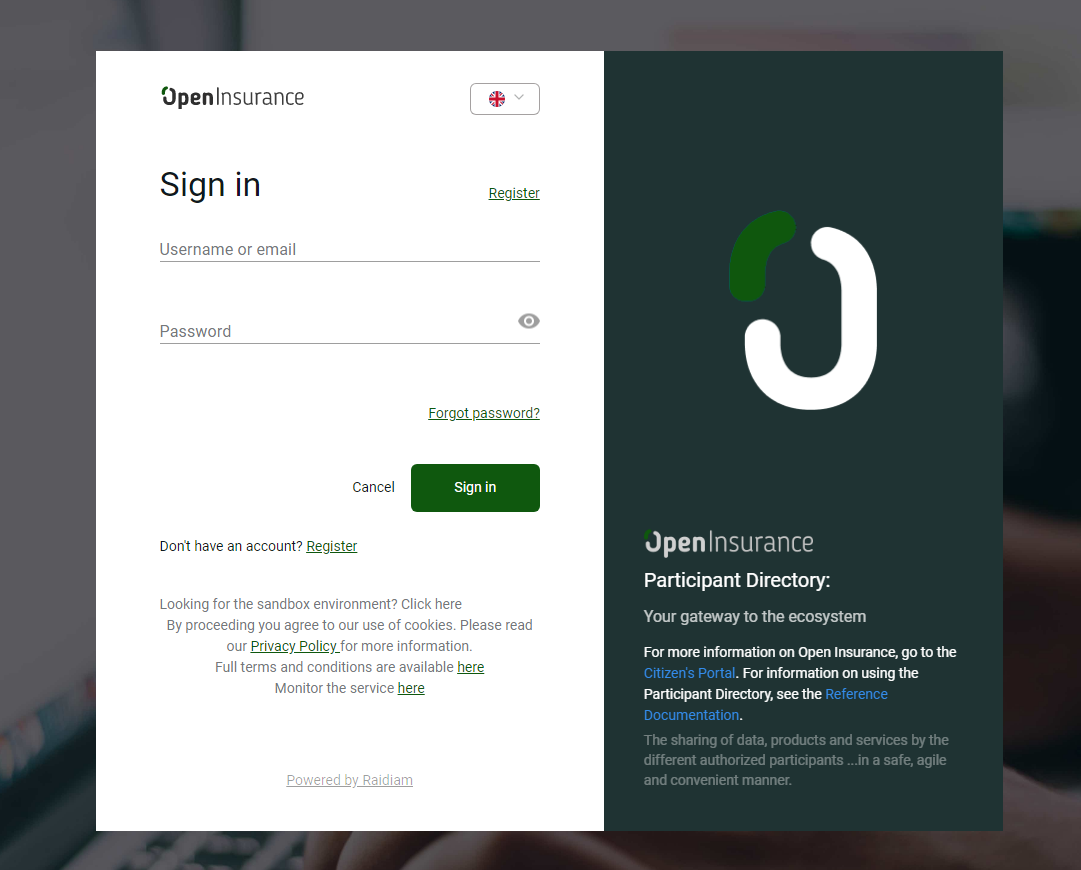 Tela de login do diretório